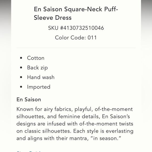 Anthropologie En Saison Square-Neck Puff-Sleeve Dress/ XS - Picture 6 of 12